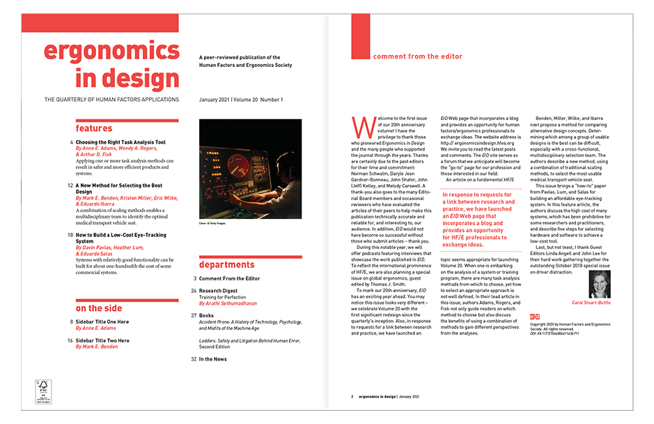 table of contents and editor's spread